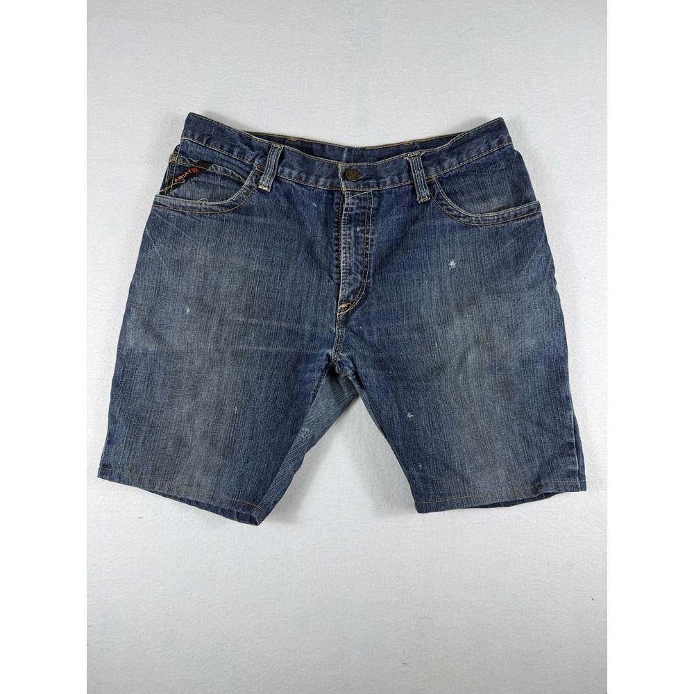 Ariat FR Flame Resistant Mens Denim Work Shorts Cutoff Blue Size 38